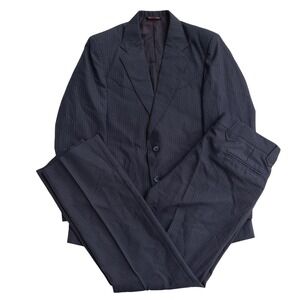 Larry Mahan Cowboy Collection Mens Western Pinstripe Suit Navy Blue 40R USA Made